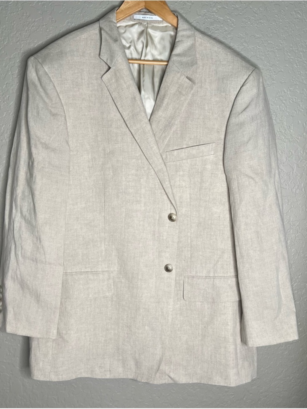 Nordstrom Light Beige Linen Blazer Sz 48R  Summer Wedding Casual